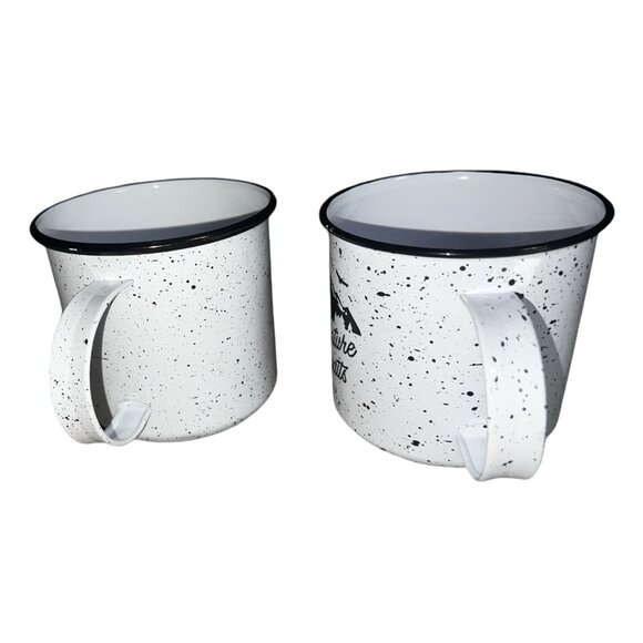 Design Pac Set of 2 Tin Coffee Mugs with Handles 16 fl oz White & Black Adventur - Picture 8 of 12